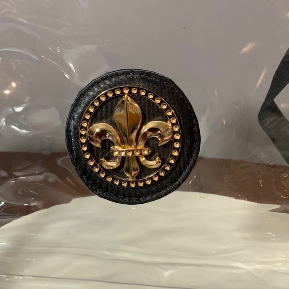 Clear stadium adjustable strap bag black trim Fleur De Lis emblem NWT - Picture 4 of 8